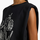Sleeveless Graphic T-shirt in Black