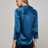 Dani Silk Blouse in Stone Blue