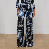 Silk Wide Leg Pant in Porcelain Print