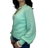 Bright Green Silk & Cashmere Cardigan – Soft Luxe Layering
