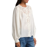 Lace & Silk Blouse in Ivory
