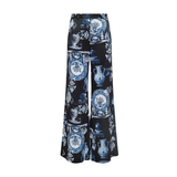 Silk Wide Leg Pant in Porcelain Print