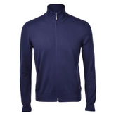Full Zip Egyptian Cotton Sweater - Navy