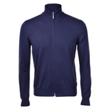 Full Zip Egyptian Cotton Sweater - Navy