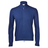 Full Zip Egyptian Cotton Sweater - Blue