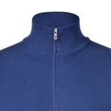 Full Zip Egyptian Cotton Sweater - Blue