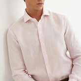 Pink Melange Linen Shirt