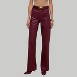 Clayton Coated Wide-Leg Jean in Burgundy