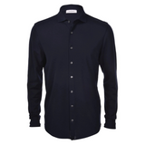 Light Piquet Cotton Shirt - Navy