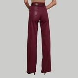 Clayton Coated Wide-Leg Jean in Burgundy