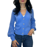 Cornflower Blue Silk & Cashmere Cardigan – Soft Luxe Layering