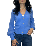 Cornflower Blue Silk & Cashmere Cardigan – Soft Luxe Layering