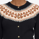 The Cashmere Fairisle Cardi in Navy