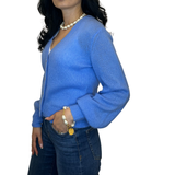 Cornflower Blue Silk & Cashmere Cardigan – Soft Luxe Layering