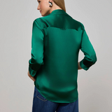 Dani Silk Blouse in Bottle Green