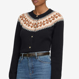The Cashmere Fairisle Cardi in Navy