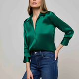 Dani Silk Blouse in Bottle Green