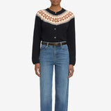 The Cashmere Fairisle Cardi in Navy