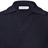 Rib Knit Polo in Navy