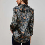 Dani Silk Blouse in Navy Paisley