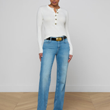 Ronda Knit Henley Top in Ivory