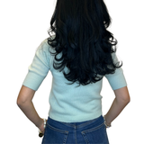 Mint Green Cashmere V-Neck T-Shirt