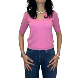 Pink Cashmere V-Neck T-Shirt