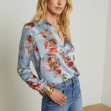 Tyler Silk Shirt in Blue Rose
