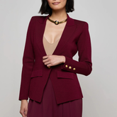 Stretch Knit Blazer in Burgundy