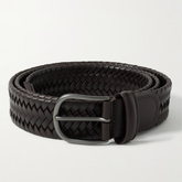 Brown Woven Stretch Leather Belt