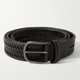Brown Woven Stretch Leather Belt