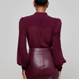 Pleated Blouse in Burgundy