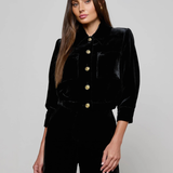 Velvet Bomber Jacket in Black