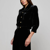 Velvet Bomber Jacket in Black