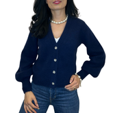 Silk & Cashmere Cardigan in Navy