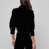 Velvet Bomber Jacket in Black