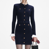 Navy Viscose Knit Mini Dress
