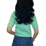 Bright Green Short-Sleeve Knit Top – Silk & Cashmere Blend
