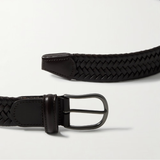Brown Woven Stretch Leather Belt