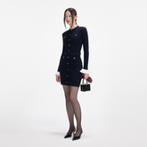 Navy Viscose Knit Mini Dress
