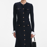 Navy Viscose Knit Midi Dress