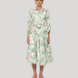Forest Garden Cream & Vine Print Shirt‑Dress