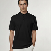 Short Sleeve Linen Polo in Black