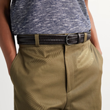 Brown Woven Stretch Leather Belt