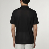Short Sleeve Linen Polo in Black