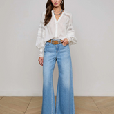 Kiera White Blouse with Blouson Sleeve