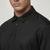 Short Sleeve Linen Polo in Black