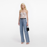 White Sequin Lace Bandeau Top