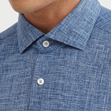 Blue Textured Pattern Shirt Collar Small Cutaway