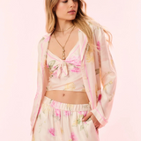 Renetta PInk Satin Floral Shirt